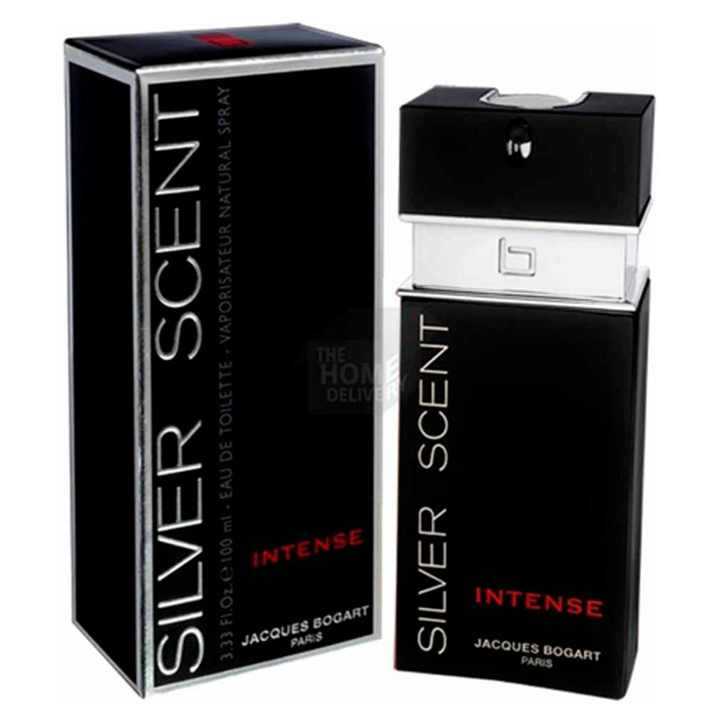 frasco Perfume Masculino Jacques Bogat Silver Scent Intense Eau de Toilette detalhe lateral