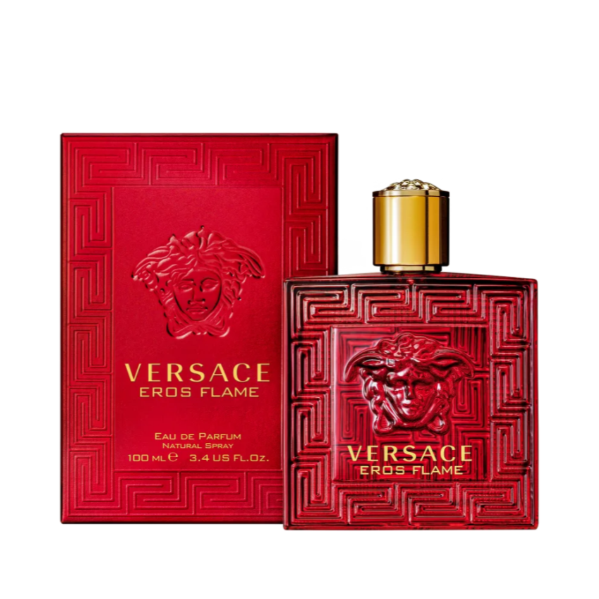 frasco Perfume Masculino Versace Eros Flame Eau de Parfum detalhe lateral
