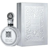frasco Perfume Lattafa Fakhar Platin Eua de Parfum 100Ml detalhe lateral
