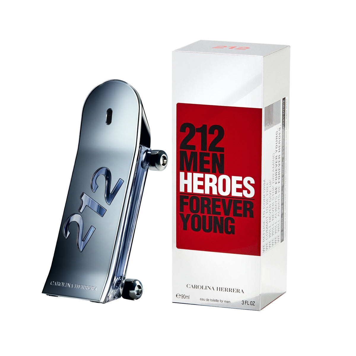 frasco Perfume Masculino Carolina Herrera 212 Men Heroes Eau de Toilette detalhe lateral
