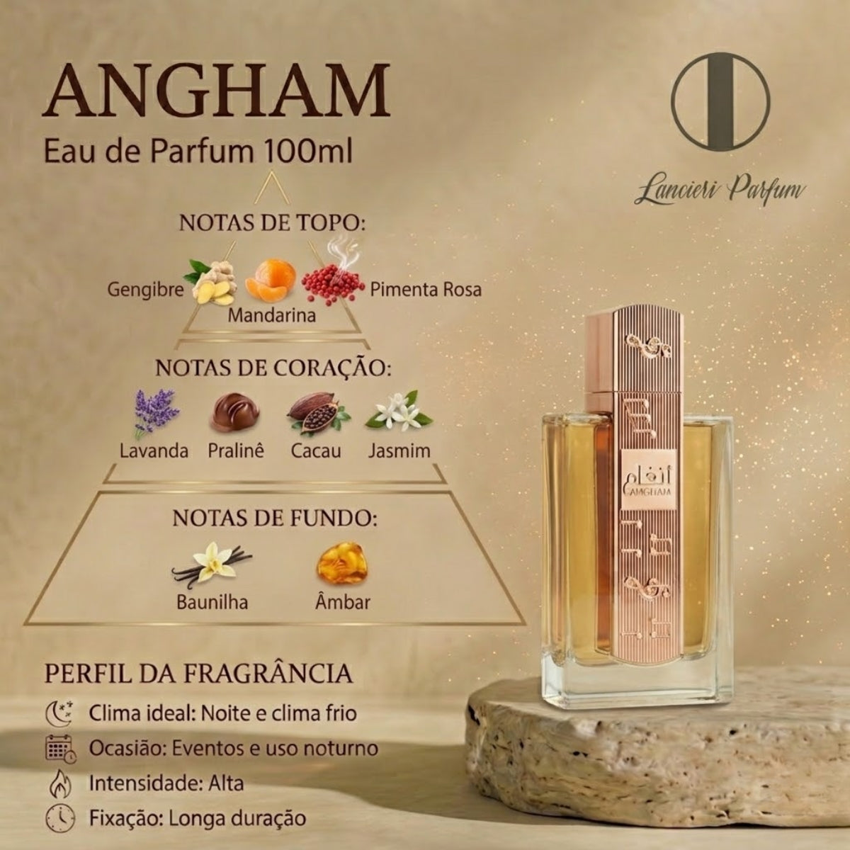 Fragrância masculina Lattafa Angham importada