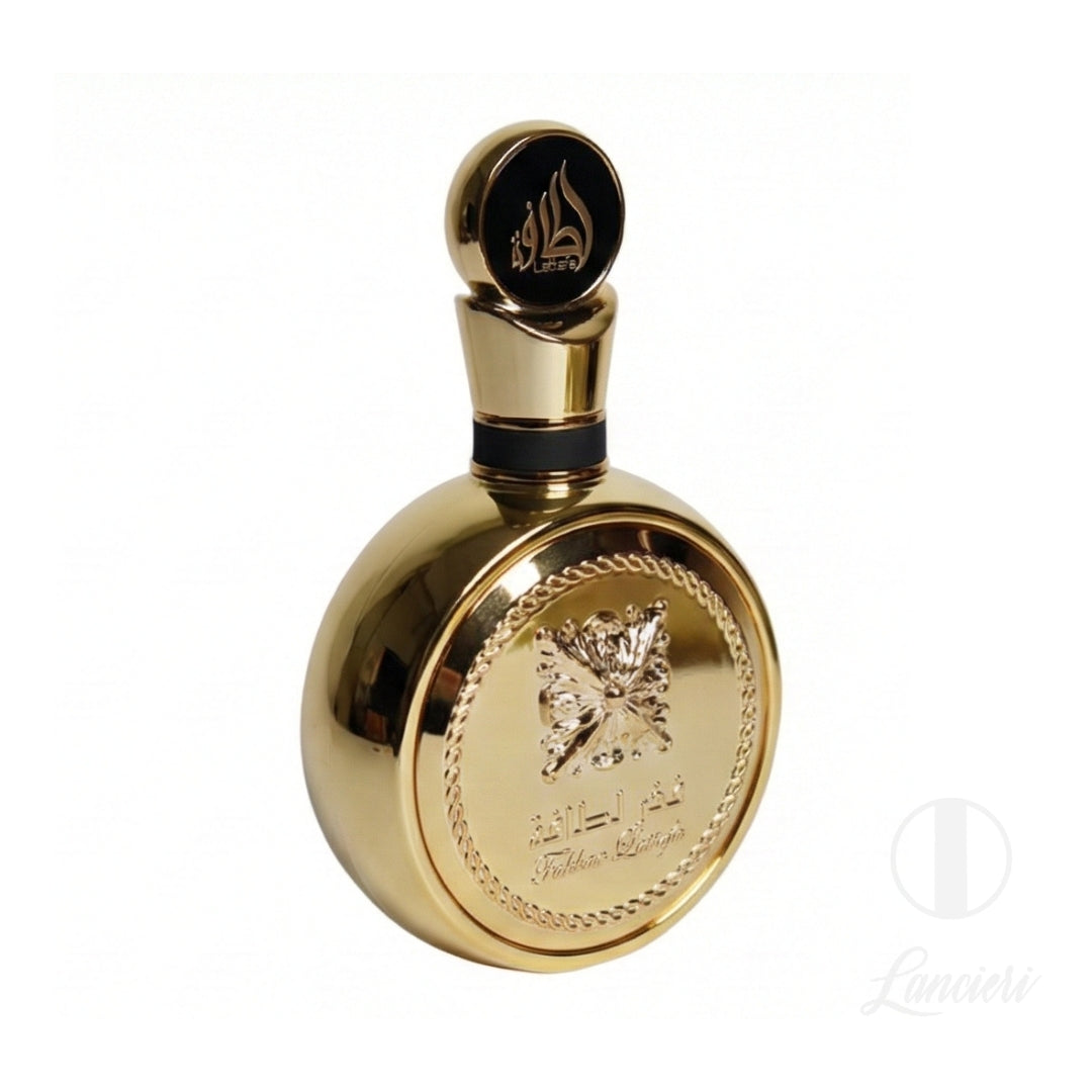 frasco Lattafa Fakhar Gold Extrait EDP - 100Ml detalhe lateral
