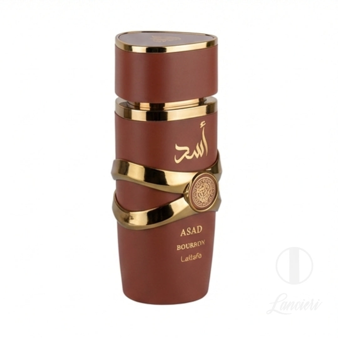frasco Lattafa Asad Bourbon EDP 100Ml detalhe lateral