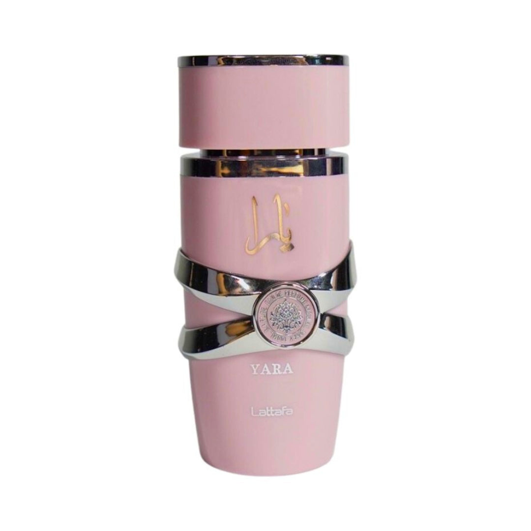 frasco Perfume Lattafa Yara Feminino Eau de Parfum frente fundo branco