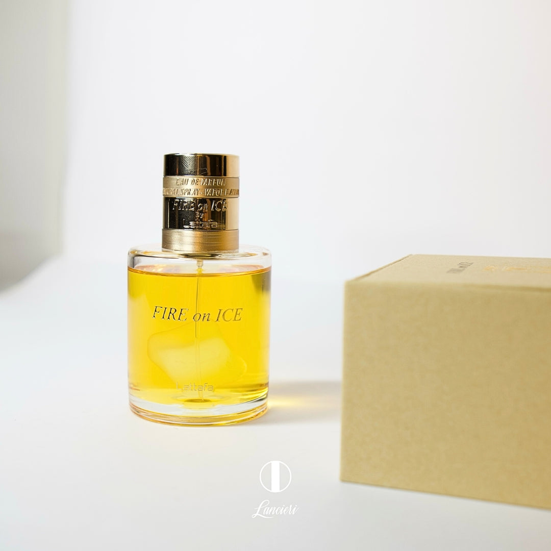 frasco Lattafa Fire On Ice Eau de Parfum - 110Ml Perfume Unissex frasco amplo
