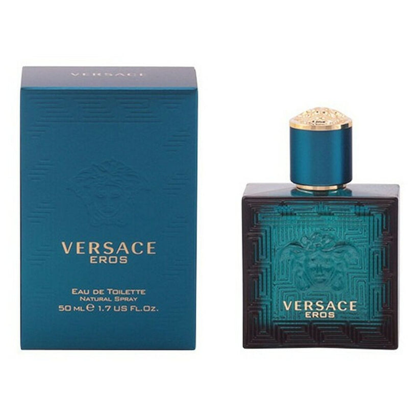 frasco Perfume Masculino Versace Eros Eau de Toilette detalhe lateral