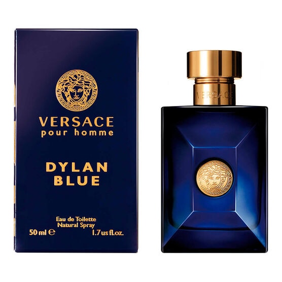 frasco Perfume Masculino Versace Dylan Blue Eau de Toilette detalhe lateral