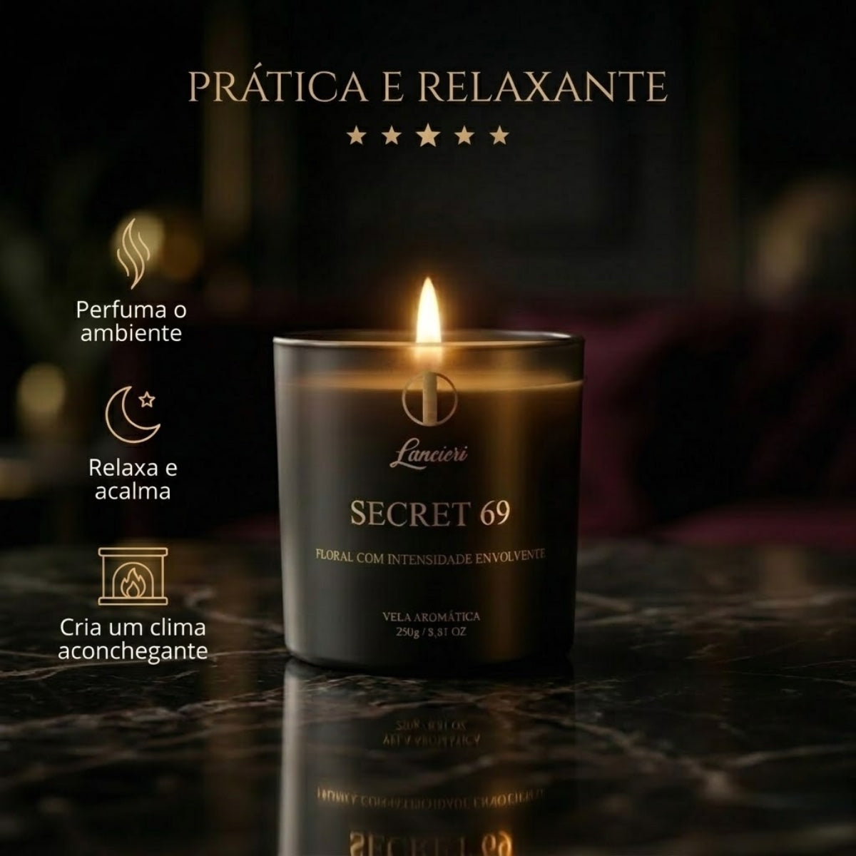 Lancieri Secret 69 Vela Aromática Premium 250g