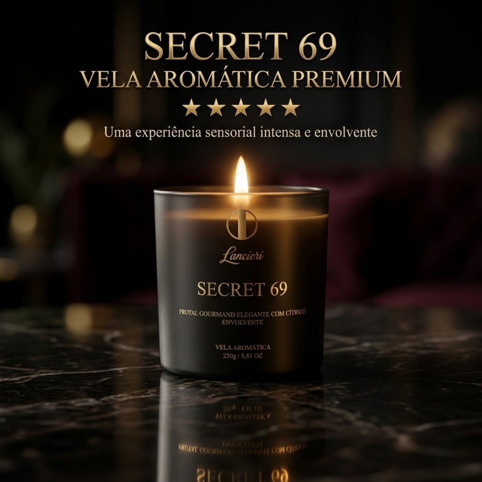 Lancieri Secret 69 Vela Aromática Premium 250g