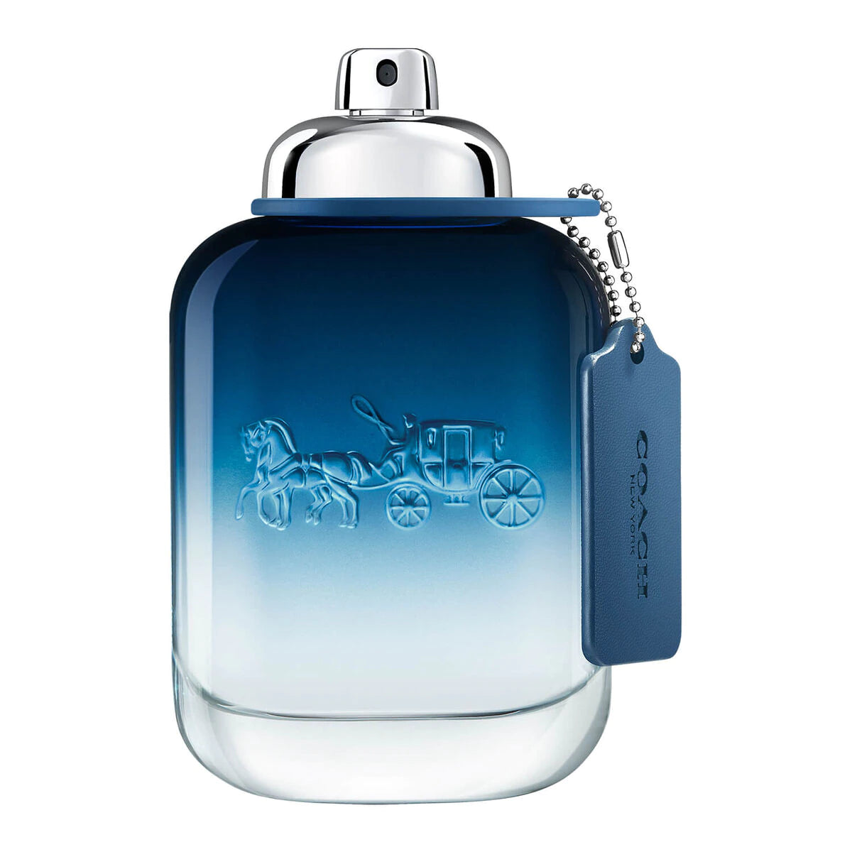 frasco Perfume Masculino Coach New York Blue Eau de Toilette frente fundo branco