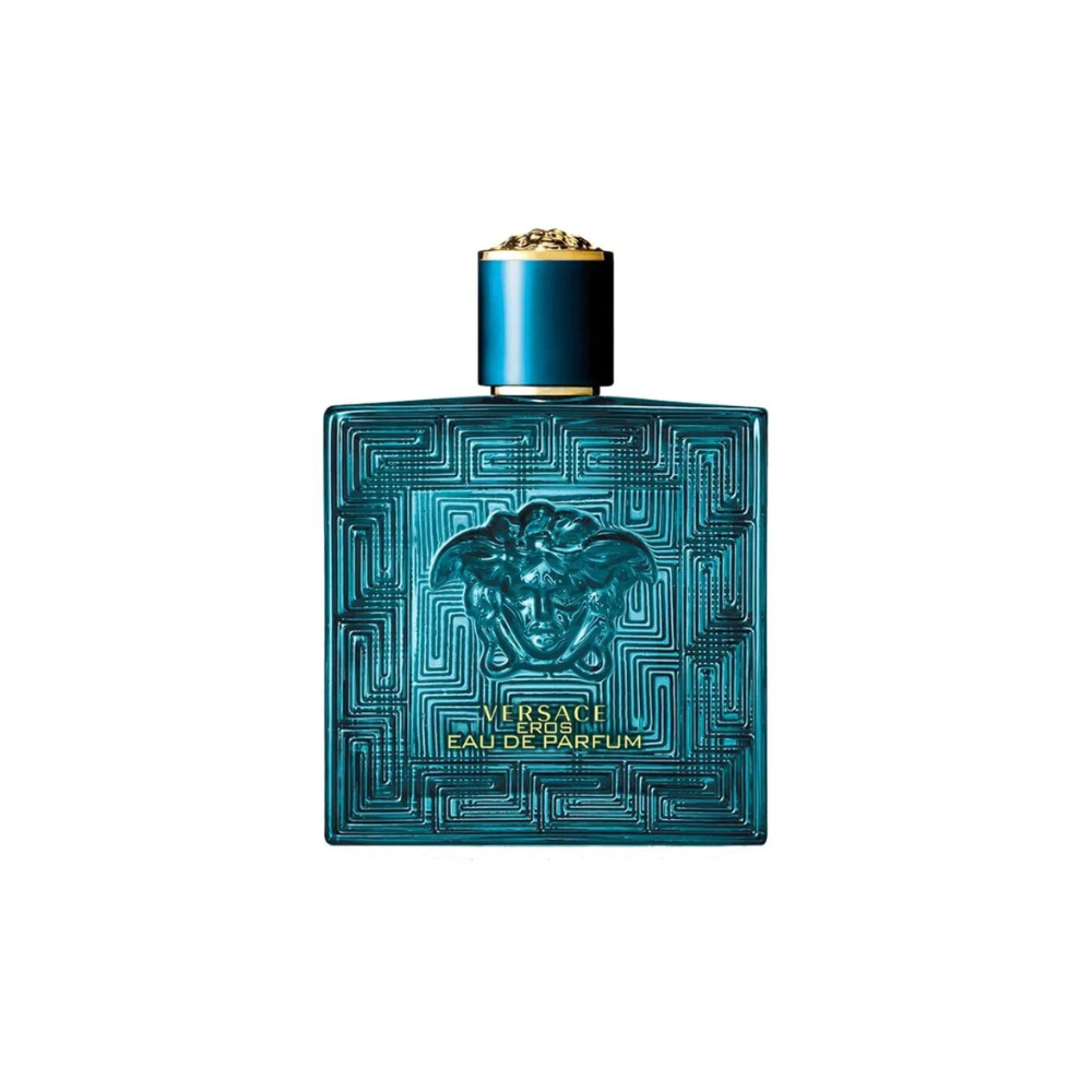 frasco Perfume Masculino Versace Eros Eau de Parfum frente fundo branco