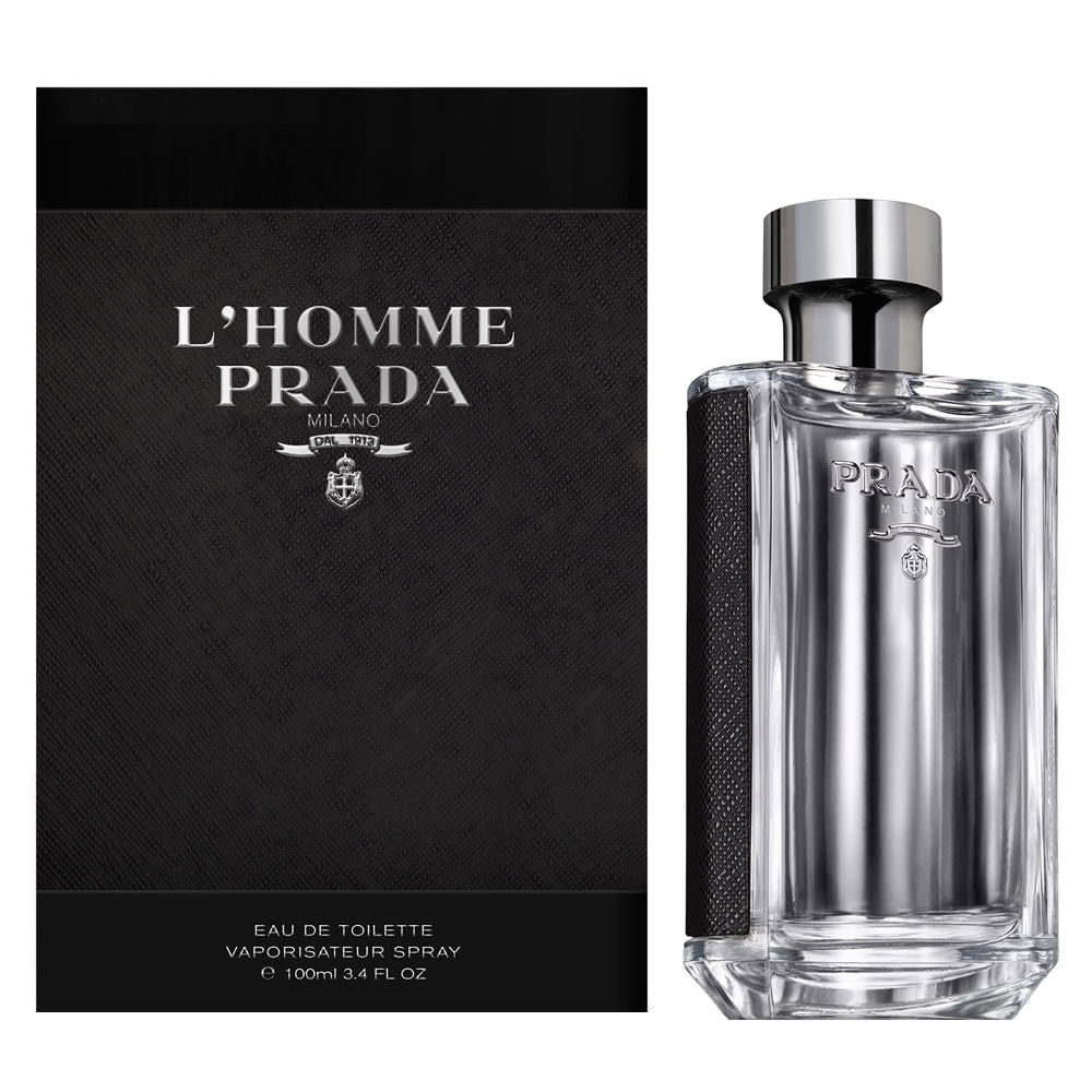 frasco Perfume Masculino Prada L’Homme Eau de Toilette embalagem caixa original