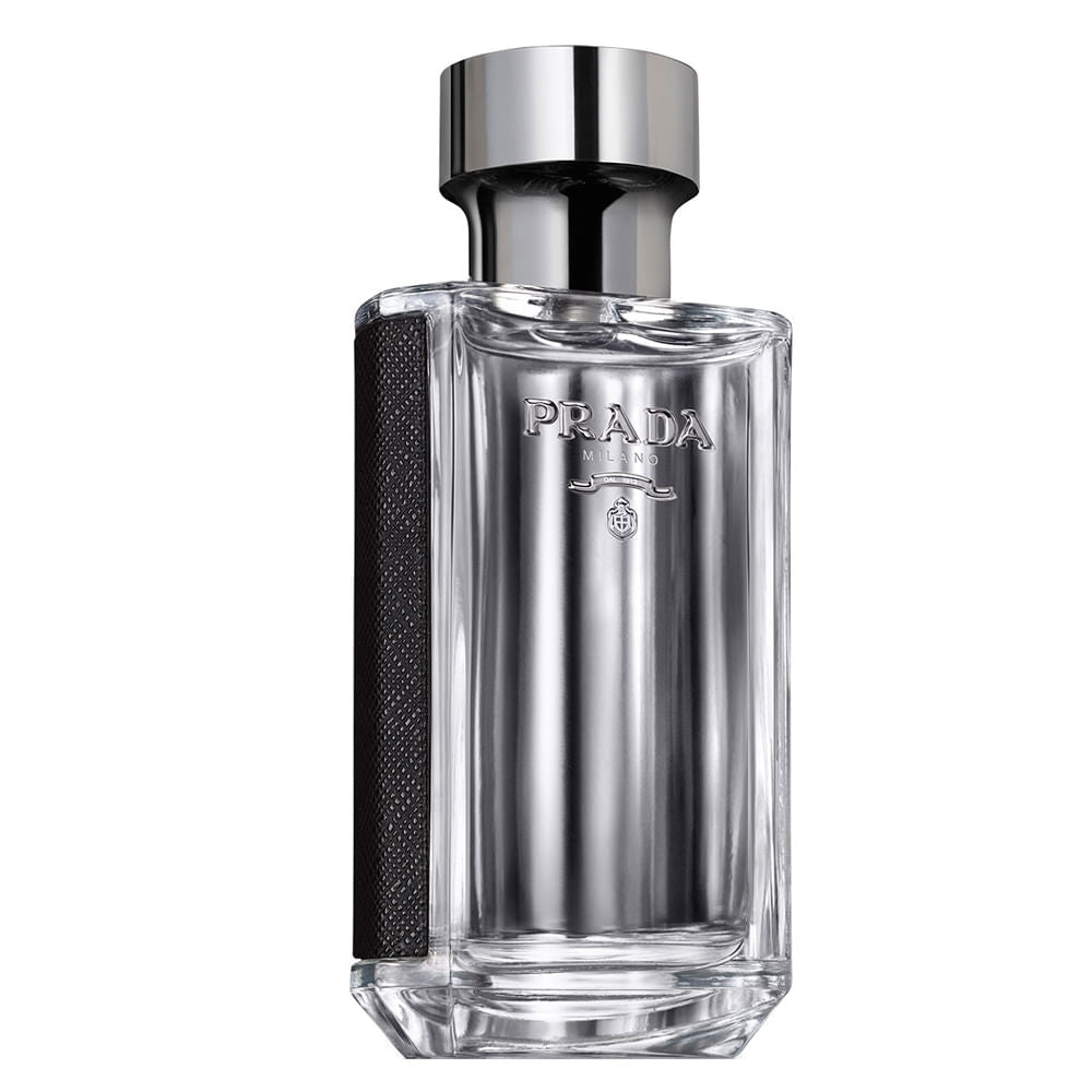 frasco Perfume Masculino Prada L’Homme Eau de Toilette frente fundo branco
