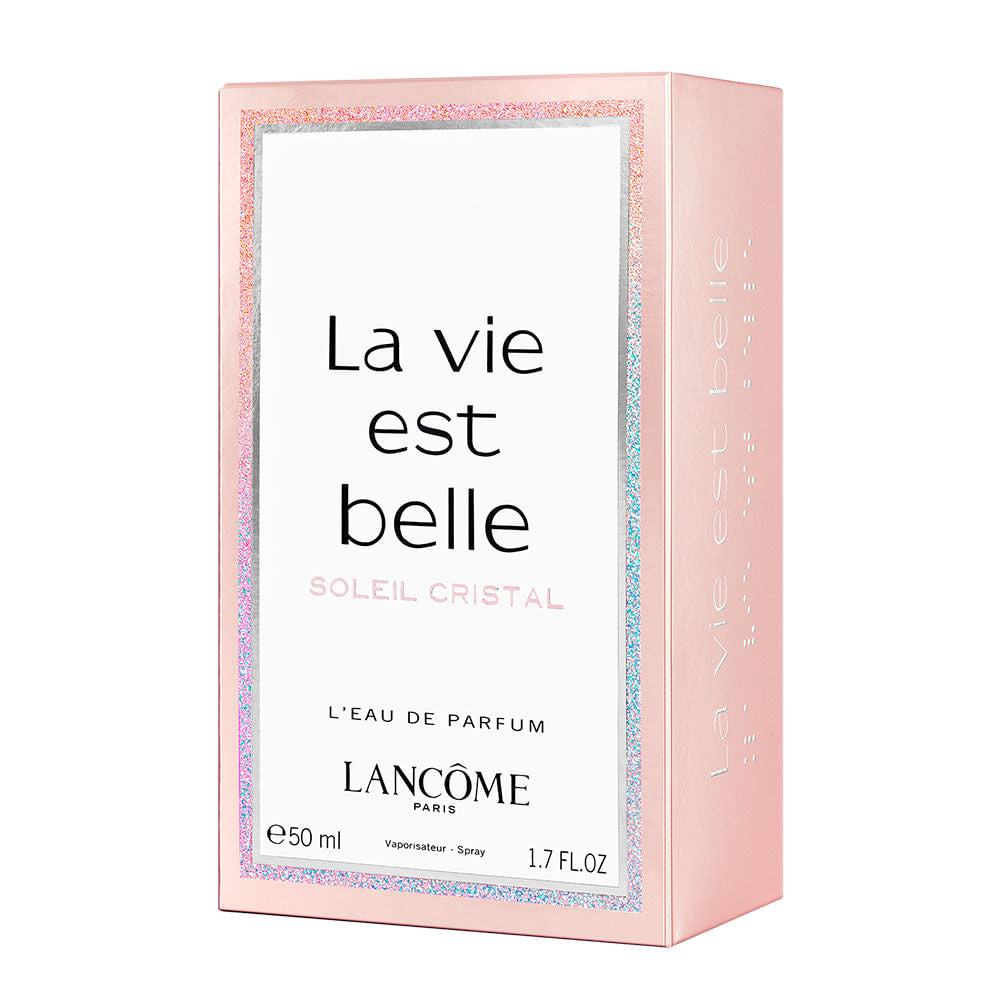 frasco Perfume Feminino Lancome La Vie Eau de Soleil Cristal Eau de Parfum detalhe lateral