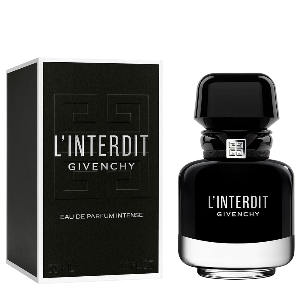 frasco Perfume Feminino Givenchy L’Interdit Intense Eau de Parfum detalhe lateral