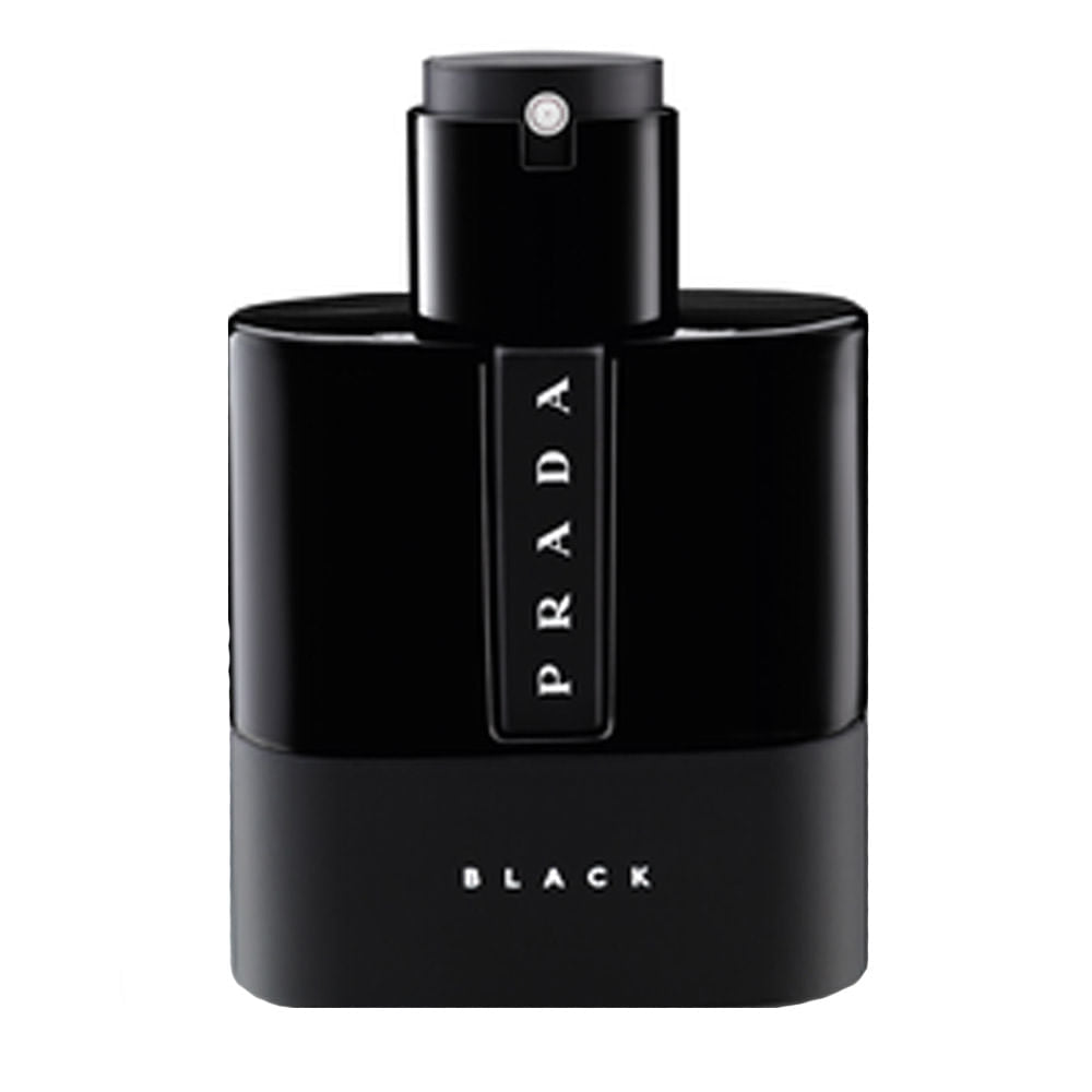 frasco Perfume Masculino Prada Luna Rossa Black Eau de Toilette frente fundo branco