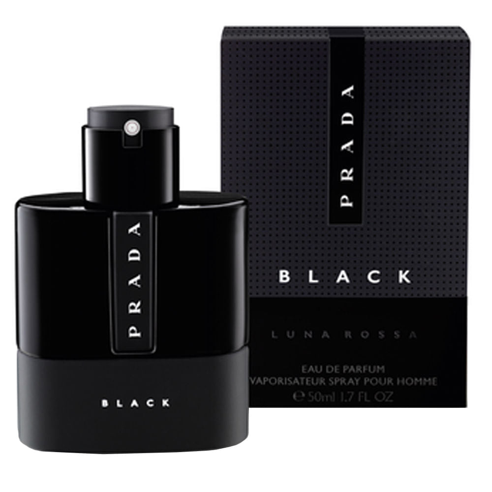 frasco Perfume Masculino Prada Luna Rossa Black Eau de Toilette detalhe lateral