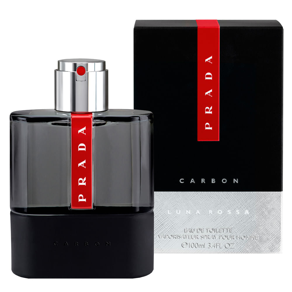 frasco Perfume Masculino Prada Luna Carbon Eau de Toilette detalhe lateral