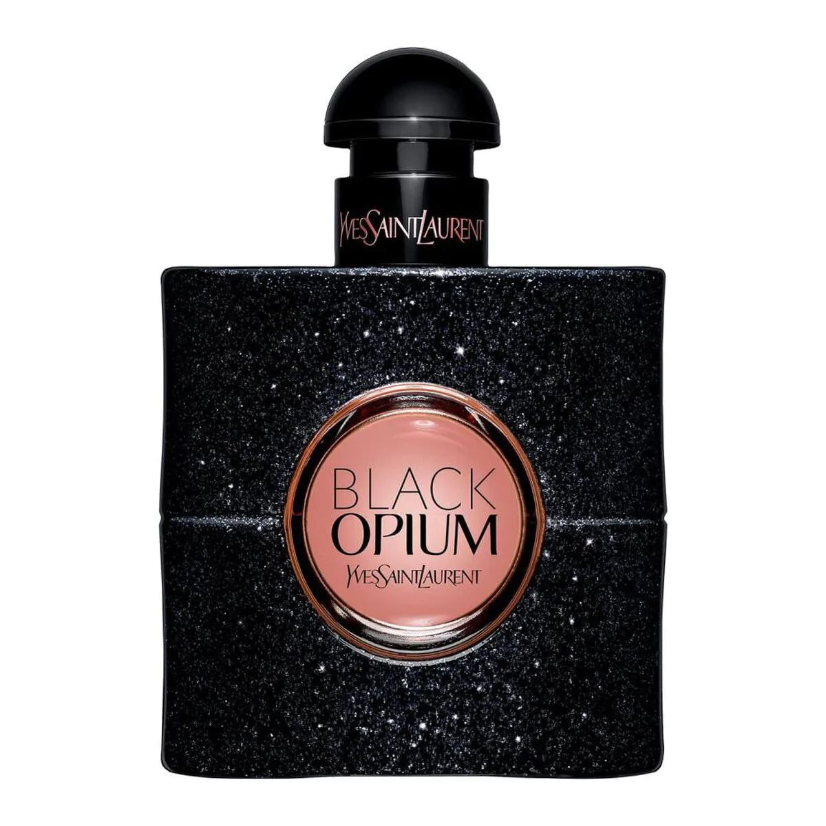 frasco Perfume Feminino Yves Saint Laurent Opium Black Eau de Parfum frente fundo branco