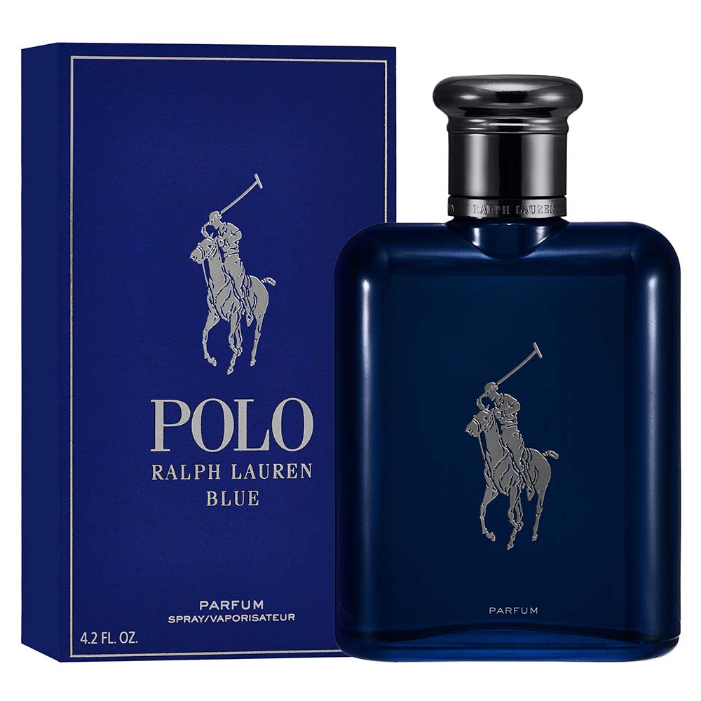 frasco Perfume Mascunino Ralfh Lauren Polo Blue Parfum detalhe lateral