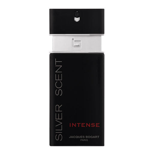 frasco Perfume Masculino Jacques Bogat Silver Scent Intense Eau de Toilette frente fundo branco