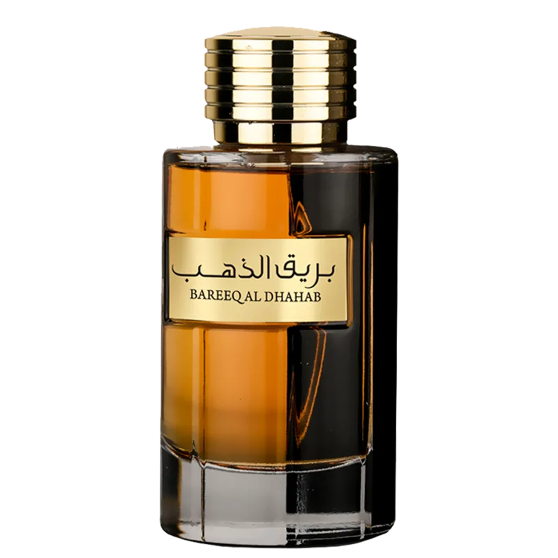 frasco Perfume Masculino Bareeq Al Dhahab Al Wataniah Eau de Parfum frente fundo branco
