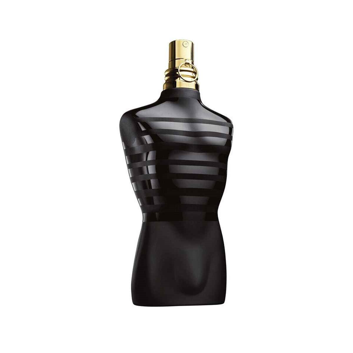 frasco Perfume Masculino Jean Paul Gaultier Le Male Le Parfum Eau de Parfum frente fundo branco