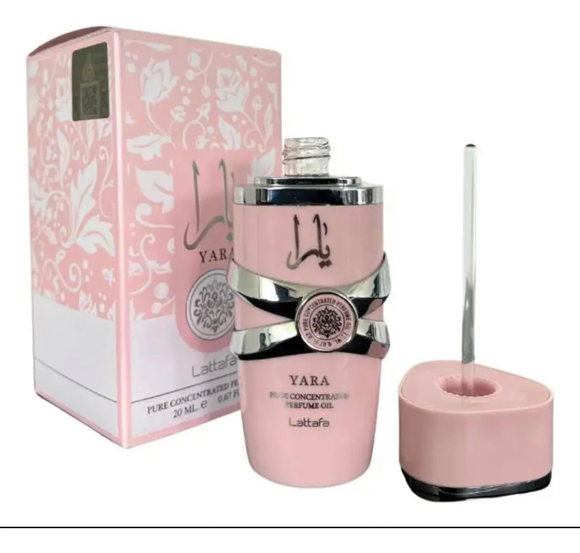 frasco Oleo Lattafa Concentrated Yara Parfum frente fundo branco