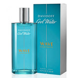 frasco Perfume Masculino Davidoff Cool Water Wave Eau de Toilette detalhe lateral