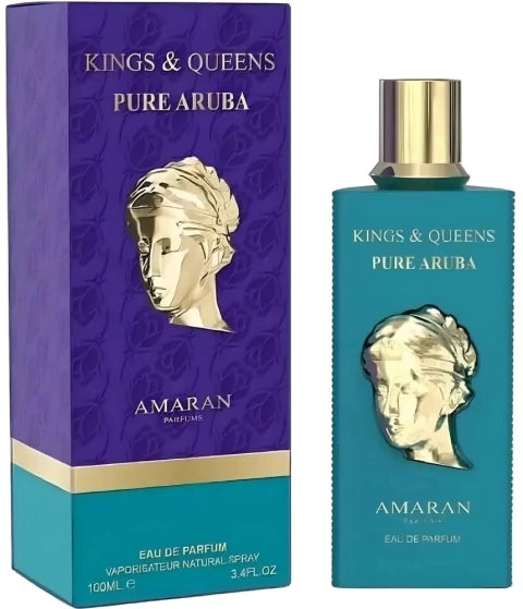 frasco Perfume Amaran Kings & Queens Pure Aruba Unisexx Eau de Parfum detalhe lateral