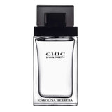 frasco Perfume Masculino Carolina Herrera Chic Eau de Toilette frente fundo branco