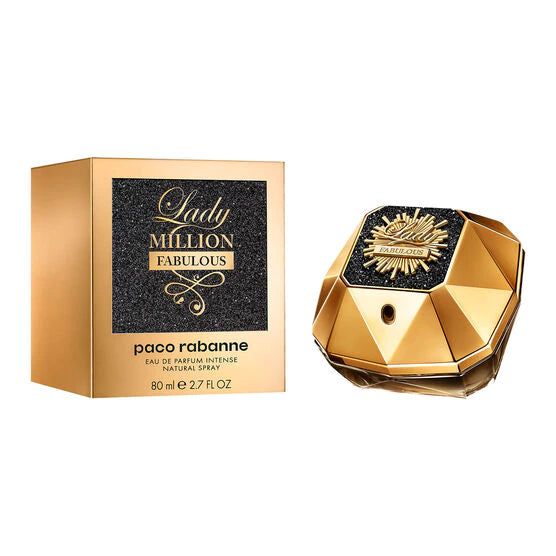 frasco Perfume Feminino Paco Rabanne Lady Million Fabulous Eau de Parfum detalhe lateral