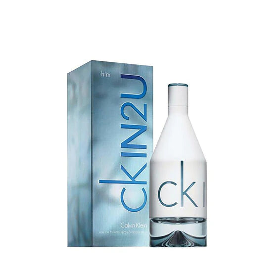 frasco Perfume Masculino Calvin Klein Ck In2U Eau de Toilette detalhe lateral