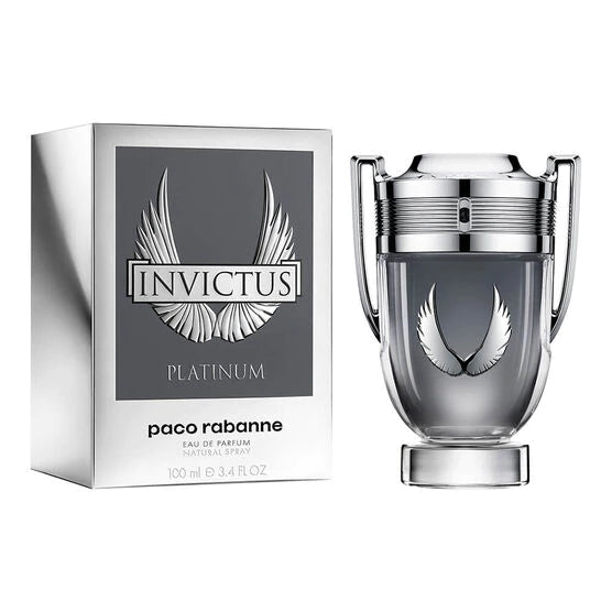 frasco Perfume Masculino Paco Rabanne Invictus Platinum Eau de Parfum detalhe lateral