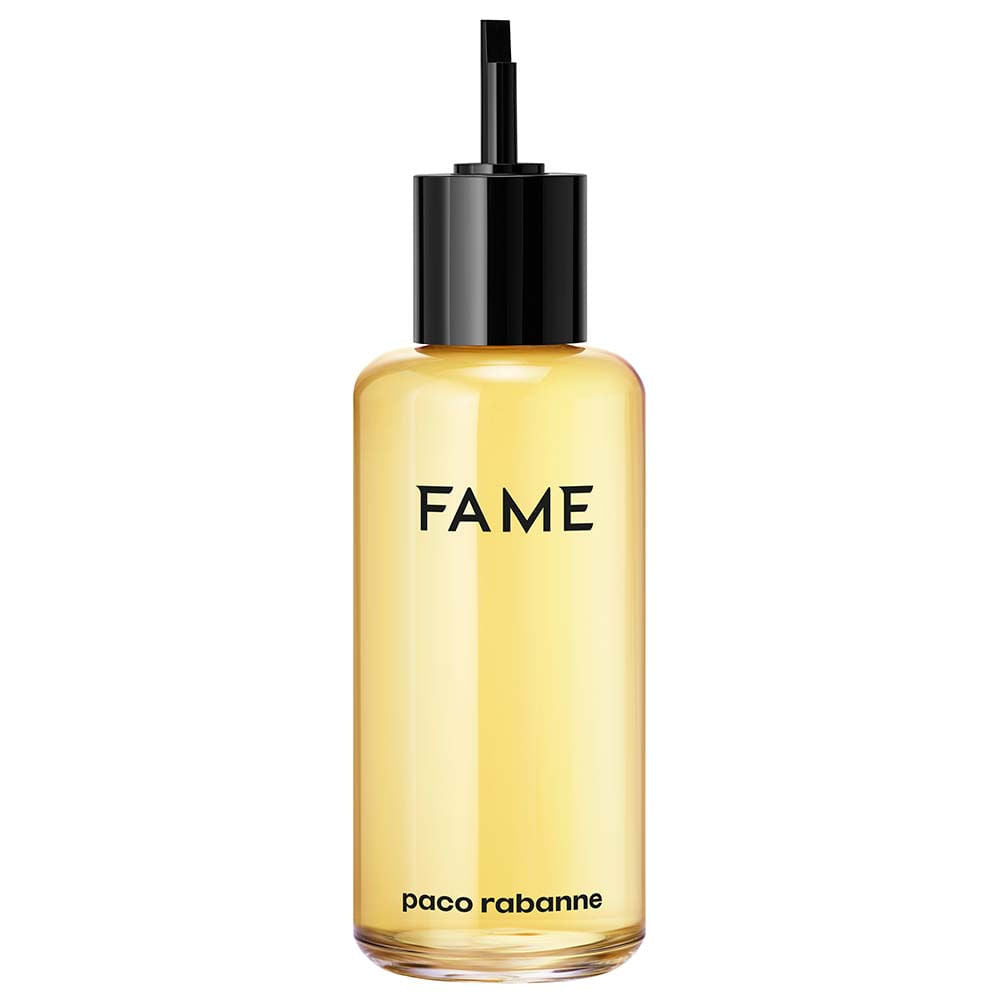 frasco Refil de Perfume Feminino Paco Rabanne Fame Eau de Parfum frente fundo branco